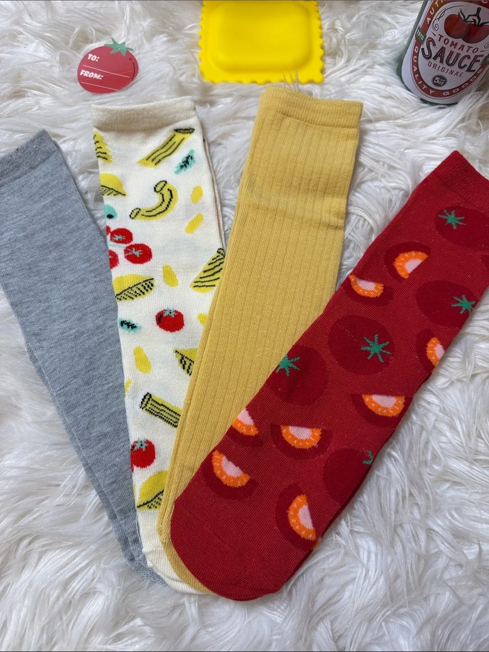 NWT, Buon Appetito Pasta-Themed Sock Set - Multicolor 4 pairs